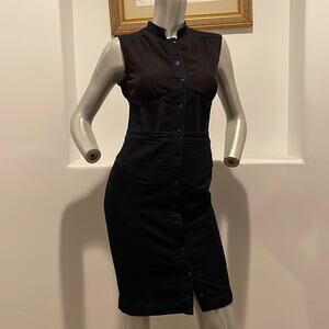 SPORTMAX CODE Denim Shirt Dress Blue Short Sleeve Size 4